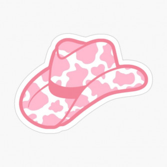 Pink Cow Print Cowgirl Hat Sticker By Julia Santos