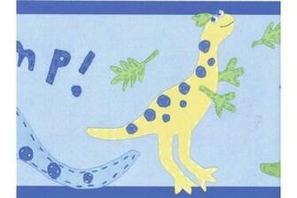 Home Blue Yellow Kids Dinosaur Wallpaper Border