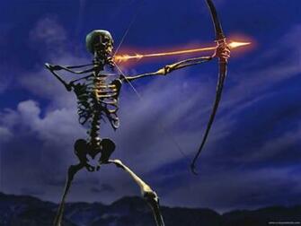 Archery Sports Theme Widescreen Computer Wallpaper A Skeleton Archer