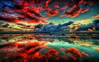 Fantasy Red Fire Clouds HD Wallpaper