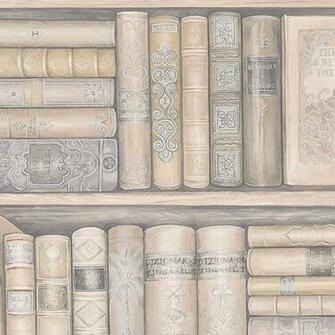 Bookshelf Library In Tan Ll29569 Traditional Wallpaper By