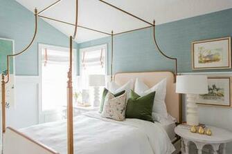 Gold Leaf Canopy Bed With Headboard And Footboard Transitional
