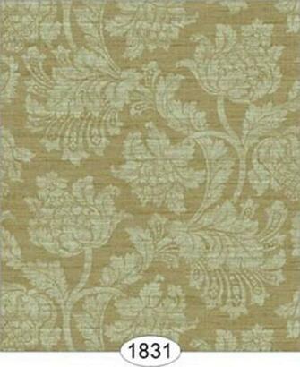 Dollhouse Wallpaper Floral Damask Blue On Green By Itsy Bitsy