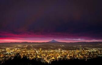 Wallpaper City Lights Portland Mountain Sunrise Image For