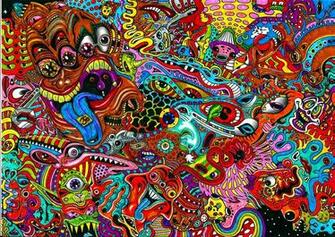 Psychedelic Art Color Detail Dark Monsters Wallpaper