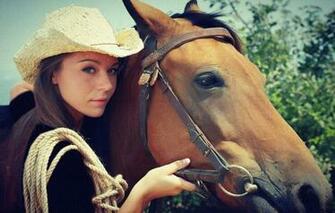 Wallpaper Hat Brunette Horse Cowgirl Girl Teen Image For