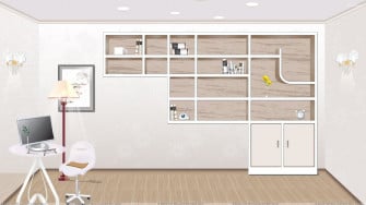 Desk And Shelves Desktop Wallpaper
