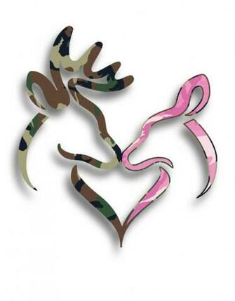 Buck And Doe Heart Decal Camo