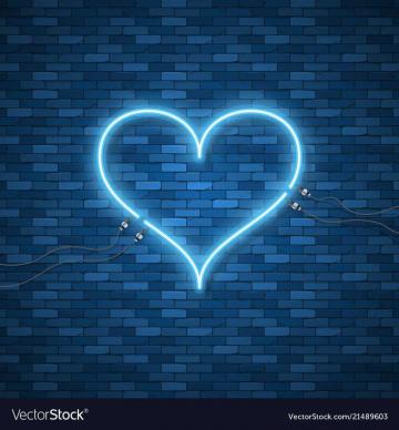 Bright Heart Neon Sign Retro Blue On Dark