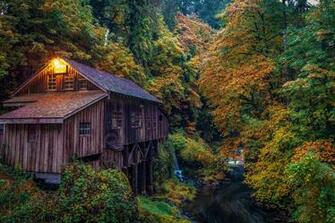 Fall Foliage Forest Watermill HD Wallpaper Wallpaperbetter