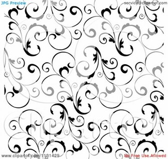 Clipart Of A Black And White Swirl Background Royalty
