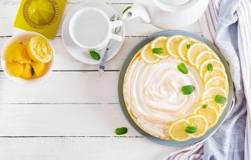 Wallpaper Lemon Tea Pie Cream Slices Cheese Meringue