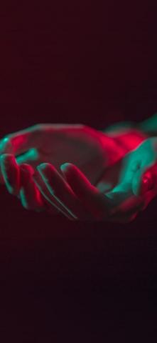 Hand Red Green Dark Illustration Art iPhone X Wallpaper