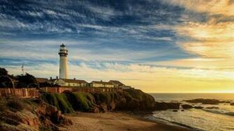 Wallpaper Lighthouse Coast Beach HD