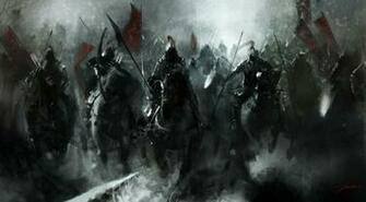 War Black Army Battle Knights Of Darkness Horses Red Flag
