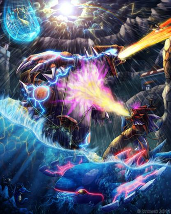 Fight For Groudon And Kyogre By Deltheor