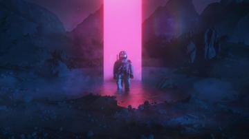 Astronaut Graphic Design Synthwave Fantasy Art