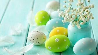 Easter Spring Blue Eggs Flowers X Close