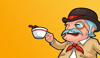 Tea Cups Cartoonish Gentleman English Monocle Hats HD Wallpaper Food