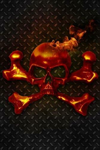 Flaming Skull Crossbones Retina Display Wallpaper iPhone Fan Site