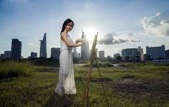 Wallpaper The Sky Girl Easel Image For Desktop Section