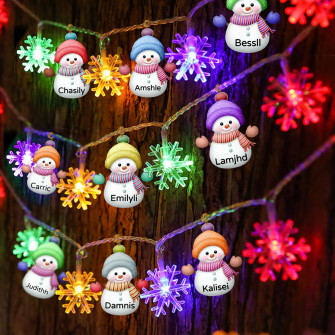 Amazon Personalized Snowman Snowflakes Colorful String Lights