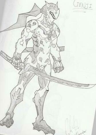 Overwatch Character Sketches Genji By Johnhollingsworth