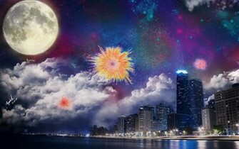 City Fireworks Background Fantasy Photo Firework