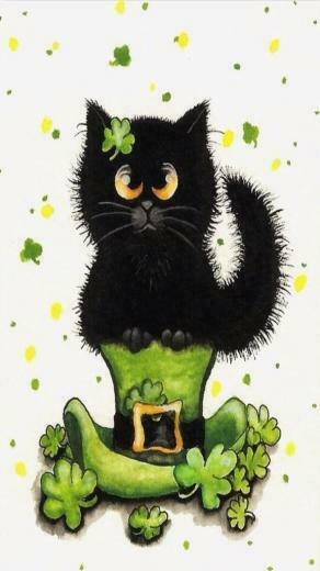 iPhone Wallpaper St Patrick S Day Tjn Black Cat Art Happy