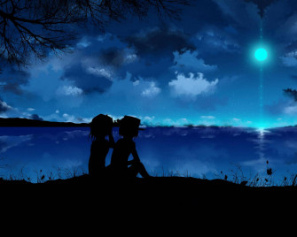 Take In The Serene Blue Anime Scenery Wallpaper