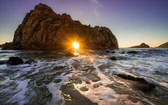 California Ocean Rock Sunset Wallpaper