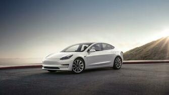 White Tesla Model Wallpaper Background
