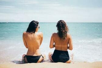 HD Wallpaper Friends Sunbathing Photo Women Summer Beaches