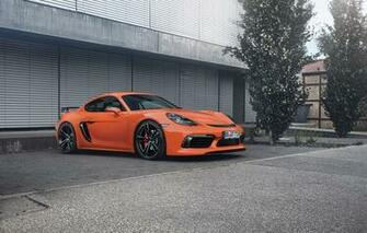 Wallpaper Auto Porsche Cayman Orange Techart Image For