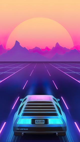 Retrowave Sunset Car 4k Phone iPhone Wallpaper 1214a