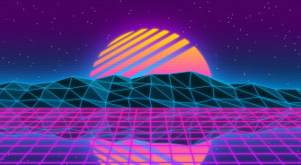 Vaporwave Music Blue Style Purple Yellow Sunset