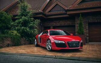 Audi R8 Red Car House Garage Full HD Wallpaper 4k Cars