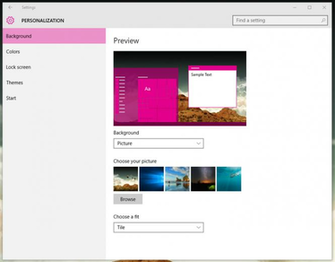 Windows Settings Menu The Personalization Tab