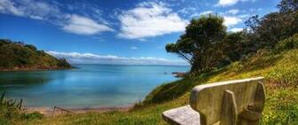 Wallpaper Bench Sea Landscape Coast