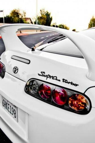 Wallpaper Toyota Supra White Lights Turbo Street iPhone