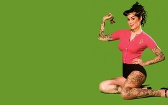 Kat Von D Green Background Wallpaper High Quality