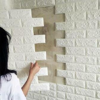 Pe Foam 3d Stone Brick Panel Wall Sticker 70cm Home Decor