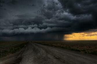 Road Clouds Field Storm Rain Sky Wallpaper