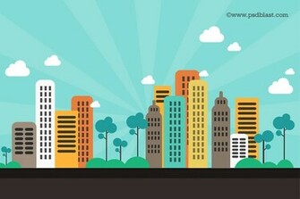 Flat Cartoon Cityscape Background Vector Graphics