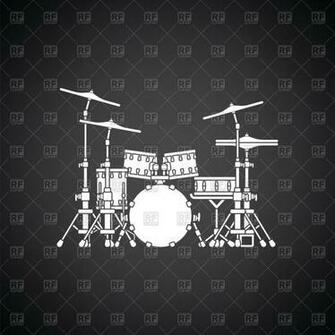 Drum Set Icon On Black Background Vector Image Of Music Angelp