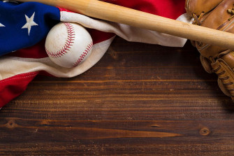 American Flag With Vintage Baseball Wall Mural Wallpaper S