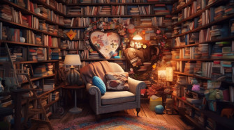 A 4k Ultra HD Wallpaper Of Heart Shaped Bookshelf Filled With