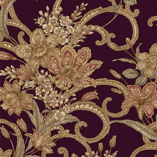 Jacobean Mosaic Burgundy Wallpaper