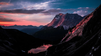 Long Mountain Ranges Landscape Orange Dark Sky 5k Laptop Full Wallpaper