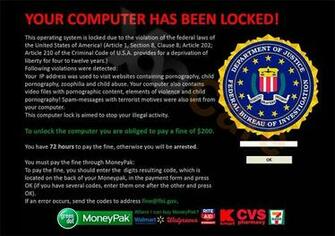 Fbi Virus Scam Locked Computer Screen Remove Moneypak From